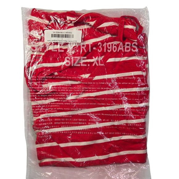 Tank Top Womens XL Striped Red & White Light Weight Flowy Rayon/Spandex  New - Picture 3 of 8